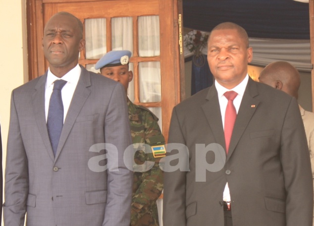 Makhtar Diop avec le Président Faustin Archange Touadéra, à Bangui