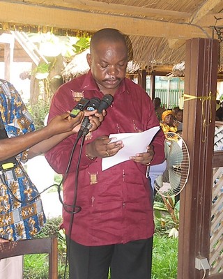 Le ministre d'Etat Anicet Parfait Mbay prononçant son discours, Photo-ACAP/Soupou