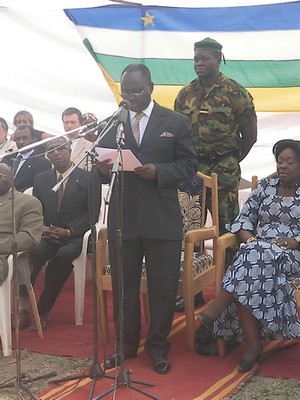 Le Président François Bozizé prononçant le discours d'inauguration (photo Acap Soupou)