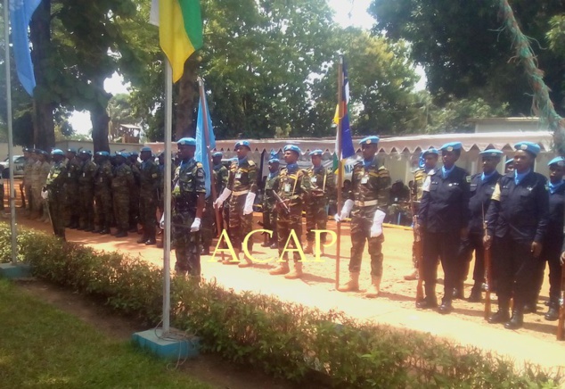 Les casques bleus, lors de la célébration de leur journée, lundi 29 mai à Bangui