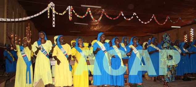 Les femmes chrétiennes membres de l'Aneb lors d'un culte d'action de grâce le 30 janvier à Bangui (ph Rodrigue Molenguela)