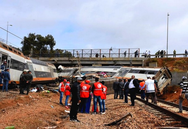 Une des images de l'accident du train dans la commune de Bouknadel