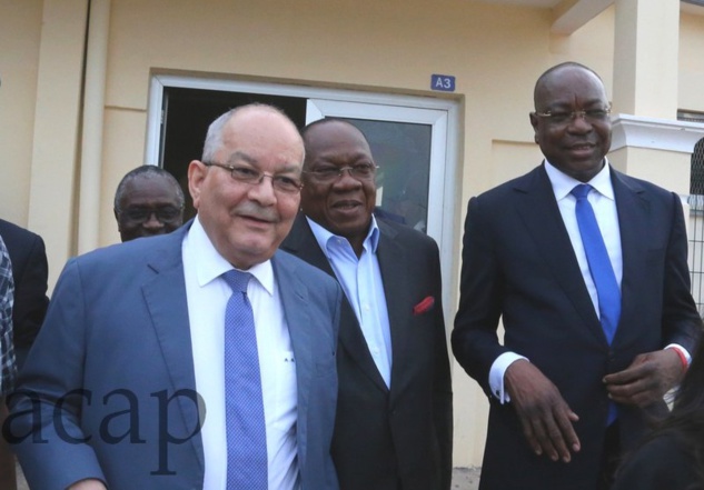 Ahmad Allam-Mi et François Louncény Fall avec le chef de la MINUSCA, Mankeur Ndiaye (d).