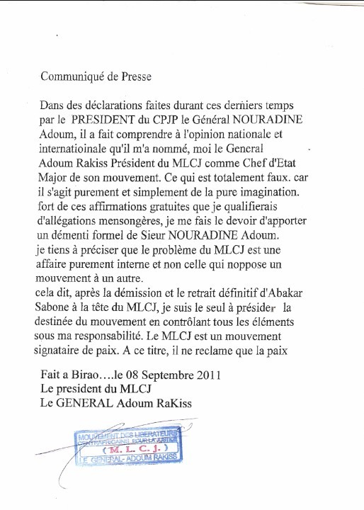 COMMUNIQUÉ DE PRESSE  MLCJ