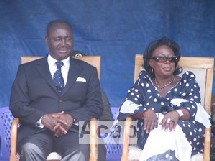 le couple présidentiel, Monique et François Bozize lors de la célébration de l'anniversaire de la mort du président Barthélemy Boganda au village Bobangui, le 29 mars 2006 (Ph. Vonou/Acap)