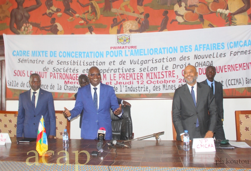 Le Premier-ministre Simplice Mathieu Sarandji à l'ouverture de l'atelier