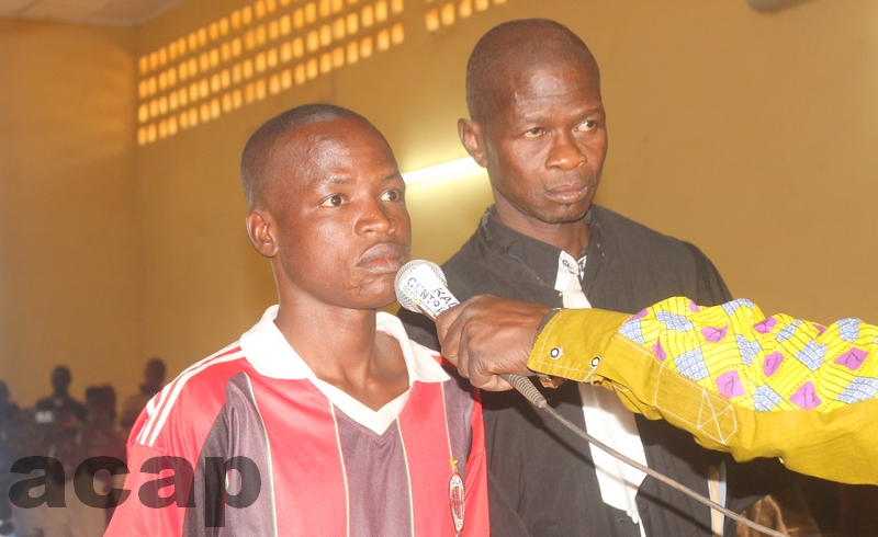 Rodrigue Ngaïbona alias "Andjilo" devant la cour criminelle, le 8 janvier 2018, à Bangui