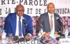 Les Porte-parole Ange-Maxime Kazagui et Vladimir Montéiro face à la presse