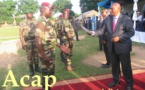 Le président Faustin Archange Touadéra assiste à une démonstration tactique du quatrième bataillon d’infanterie territoriale
